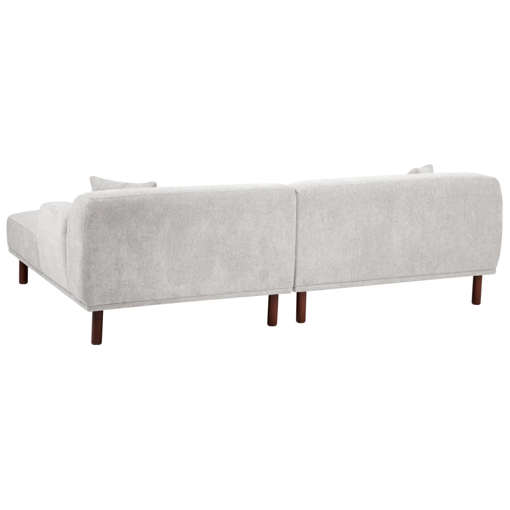 Divano ad angolo sinistro in tessuto grigio chiaro lato sinistro stile minimalista
