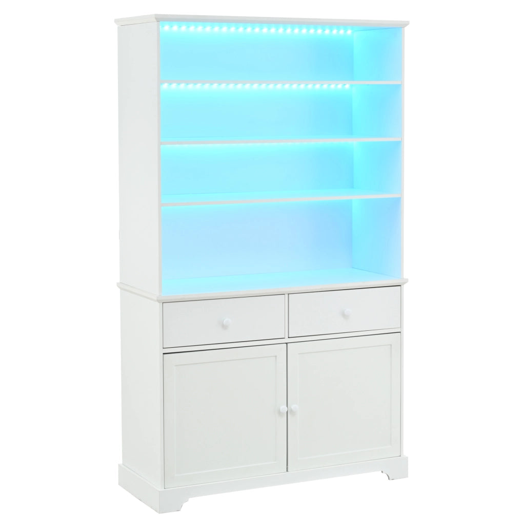 Vetrina con LED e 2 cassetti 100 x 38 x 170 cm in truciolare bianco