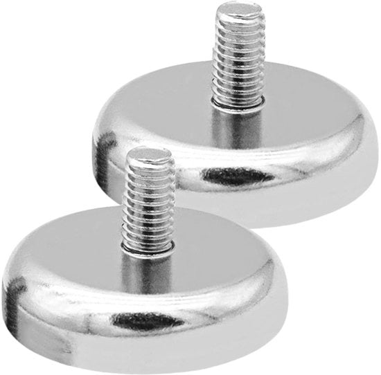 2 x Magnetodi Neodymium Ø 48 mm con filo M8, 85 kg di forza di aderenza, Magnetodi extra forti per sistemi di fissaggio e di sostegno