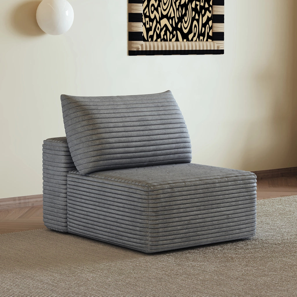 DIVANO Modulare con chaise longue reversibile in tessuto a coste grigio