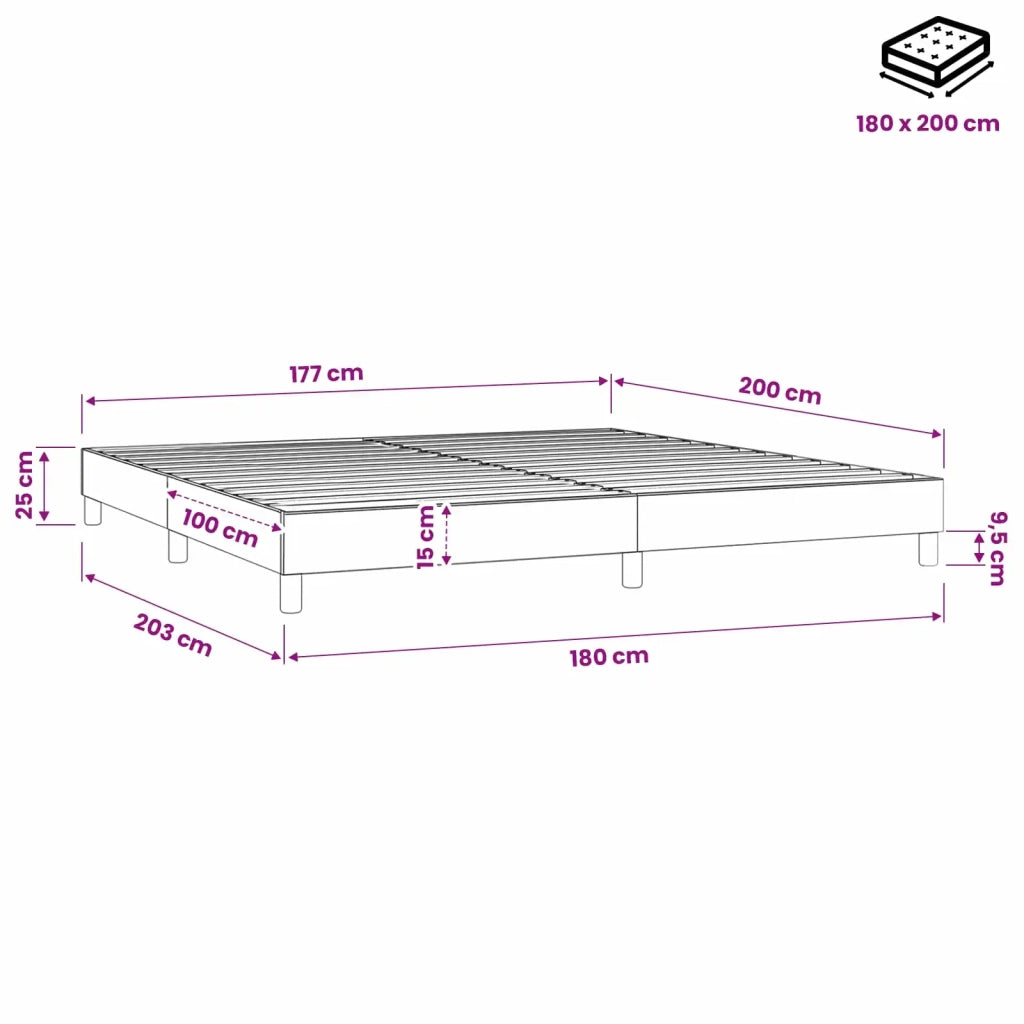 Struttura Letto a Rete a Molle Tortora 180x200 cm in Tessuto