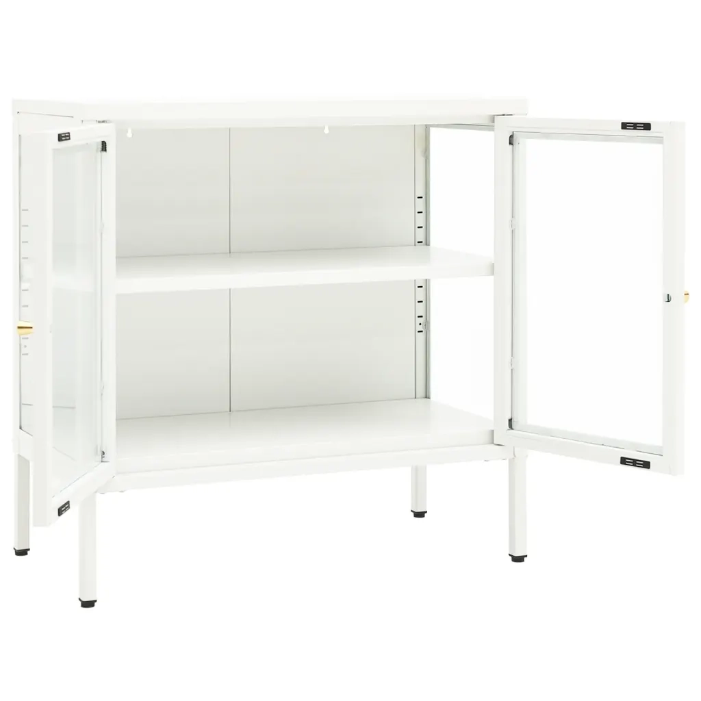 Credenza | Madia | Buffet da pranzo | Armadio da pranzo Bianca 70x35x70 cm in Acciaio e Vetro