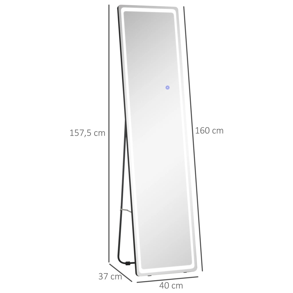 Specchio da parete o da terra con luce regolabile e telecomando ¨C zephmum ¨C Argento 40x37x157.5 cm
