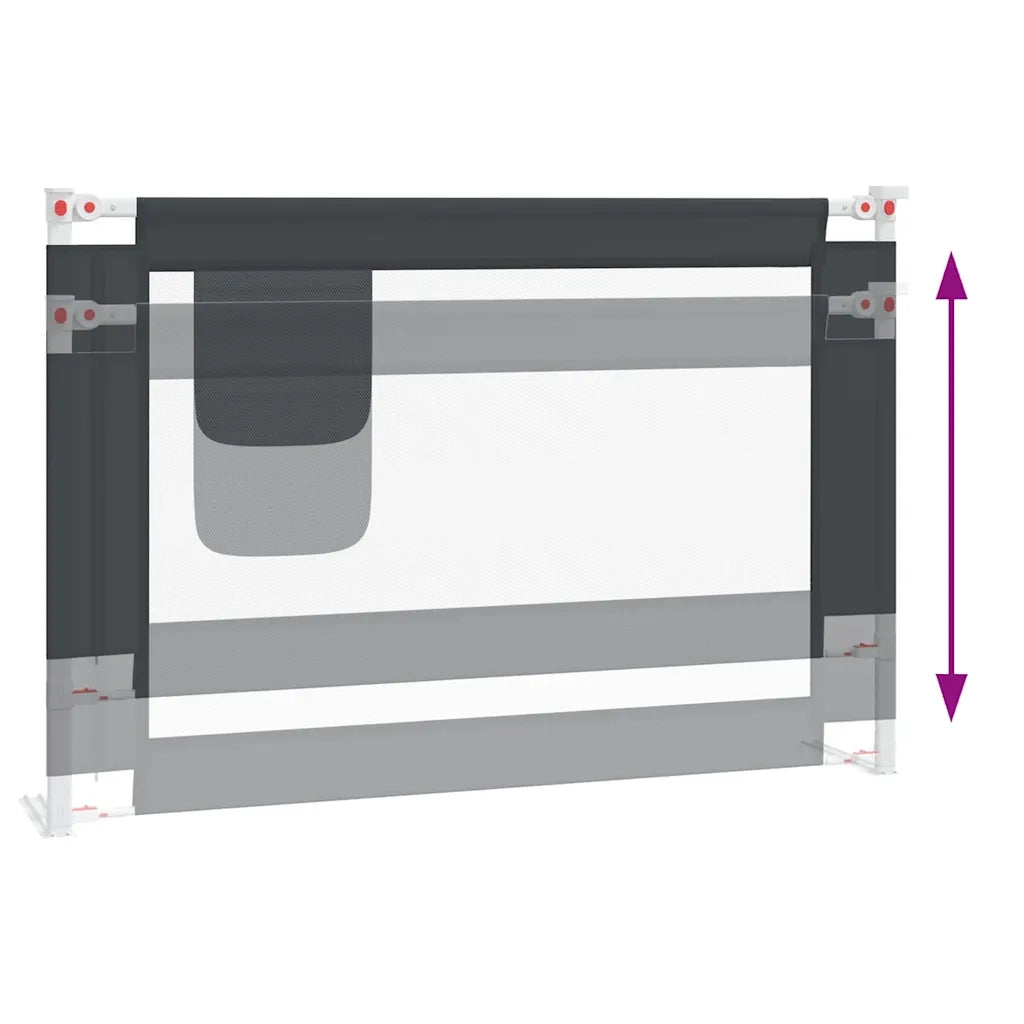 Sponda Letto Sicurezza Bambini Grigio Scuro 100x25 cm Tessuto 10226
