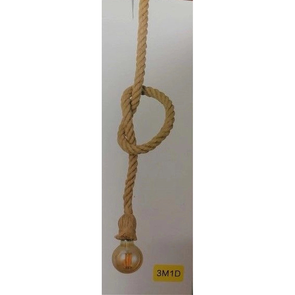 Trade Shop - Lampadario A Sospensione Da 3 Mt Corda Di Canapa Portalampada Attacco E27 582963 -