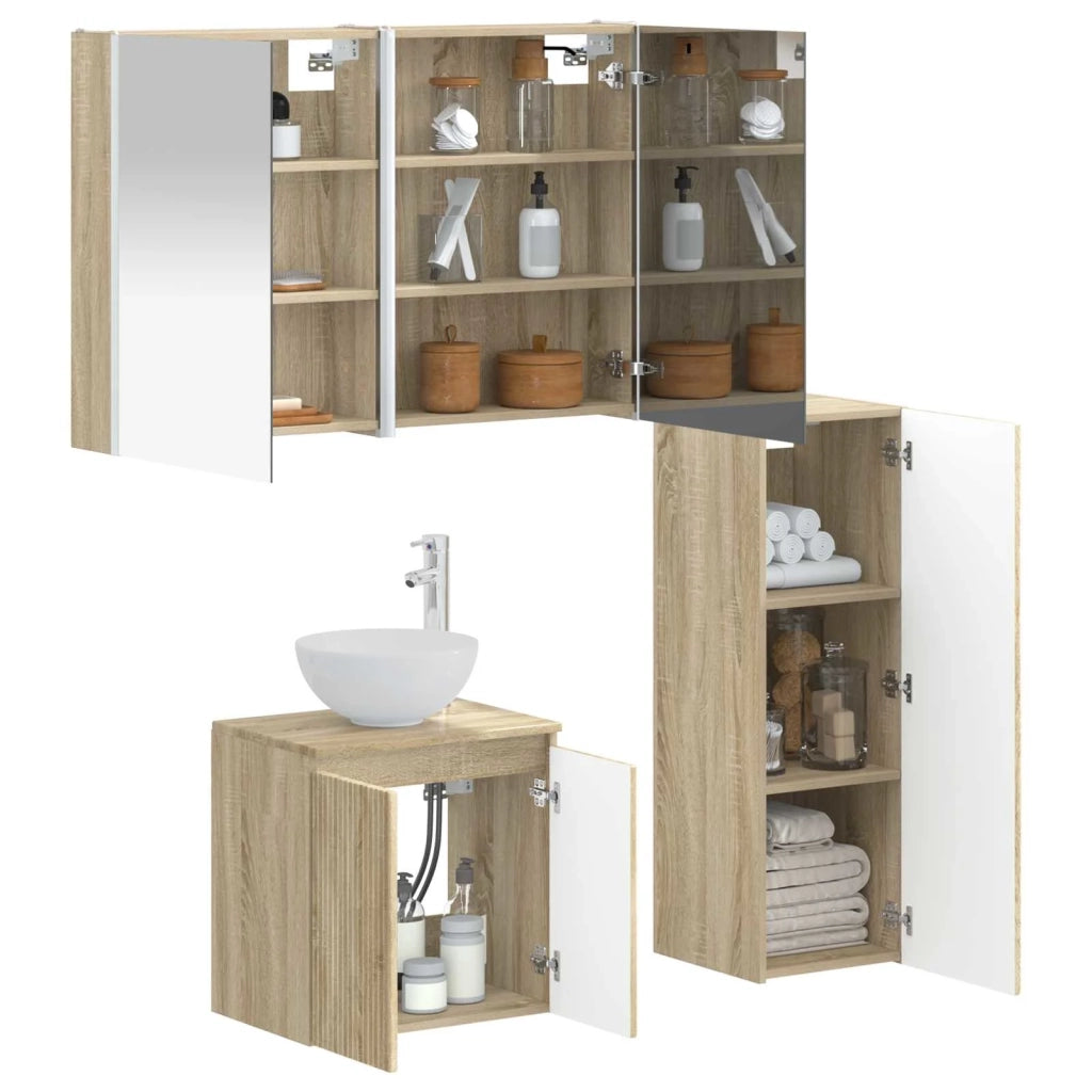 Set di mobili per il bagno 4 pcs Rovere Sonoma 3407425