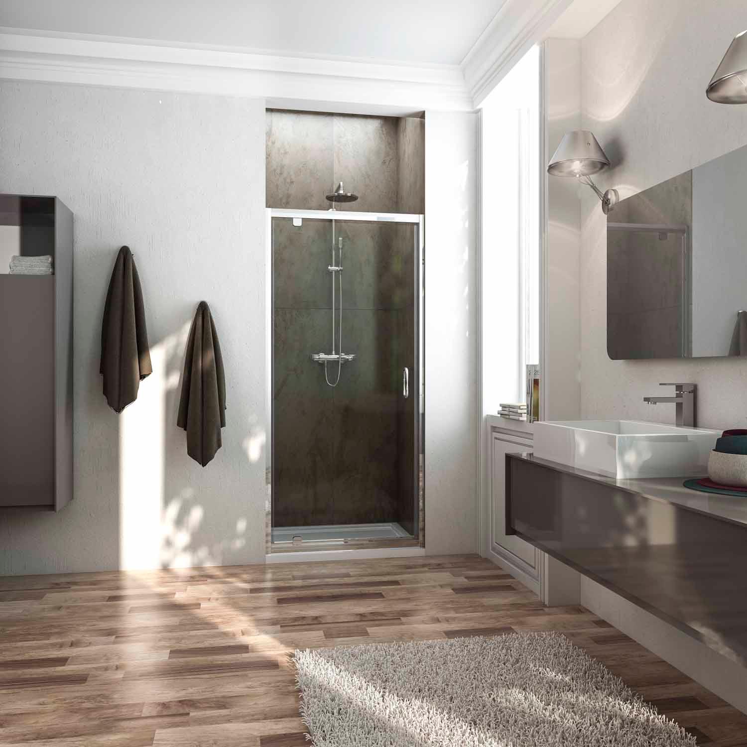 Porta Parete Doccia 100 cm 1 Anta Battente in Cristallo Trasparente 6mm H185 Fosterberg Koge