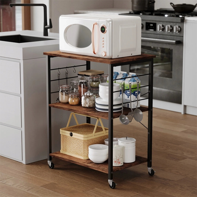 Mobile su ruote marrone, tavolino da cucina 60 cm