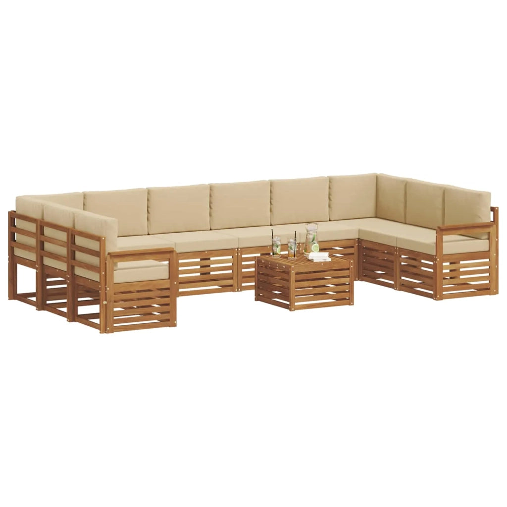 Set di divani da esterno con cuscino 11 pcs Naturale e Beige