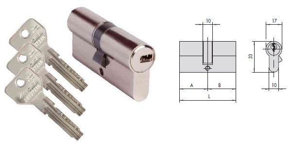 CISA CILINDRO ASIX 0E300-11 SAG. MM.70(28X43) OTT.NICHELATO