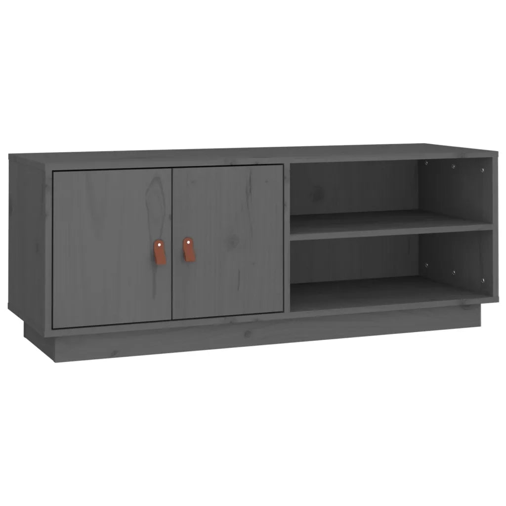 Mobile Porta TV-Credenza TV Grigio 105x34x40 cm in Legno Massello di Pino