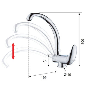 Rubinetto lavellocon bocca alta girevole - serie ten