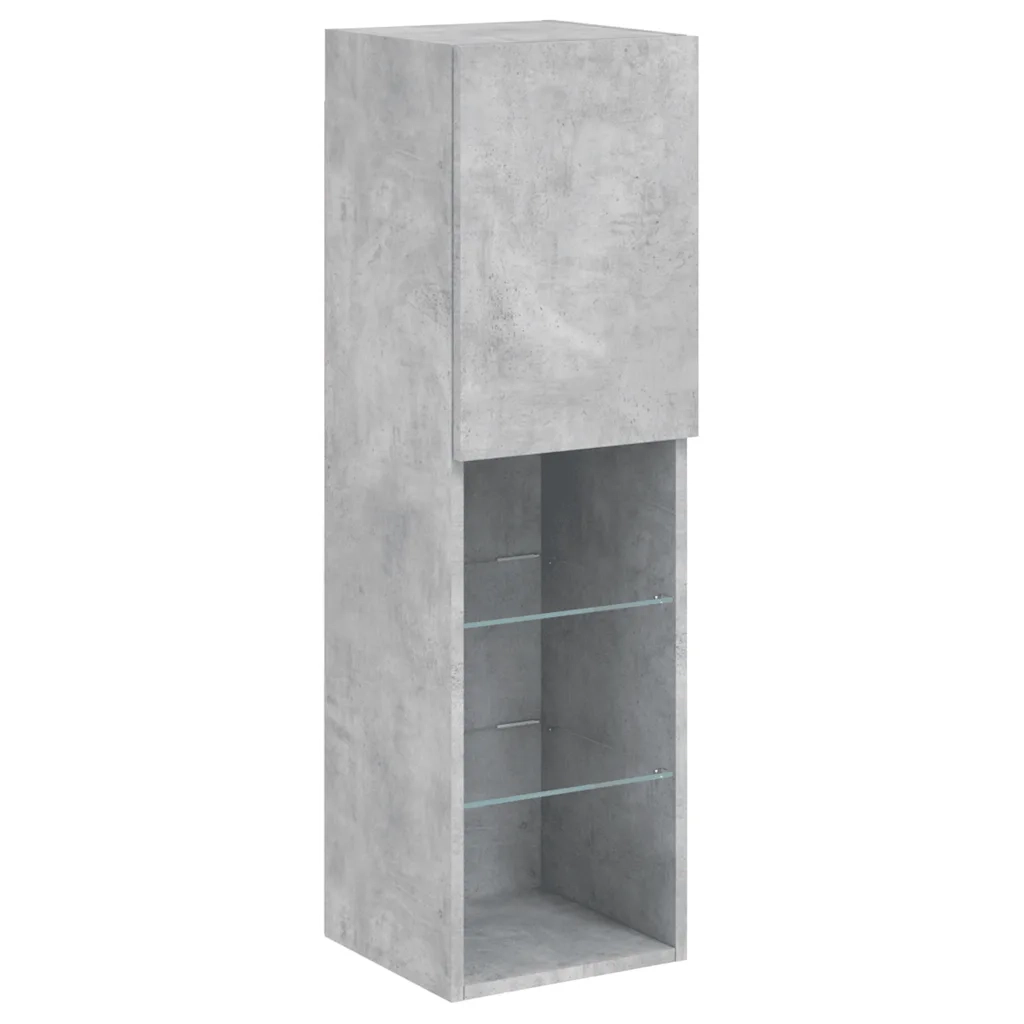 Mobili TV con Luci LED 2pz | Armadietto TV | Mobile Porta TV Grigio Cemento 30,5x30x102 cm