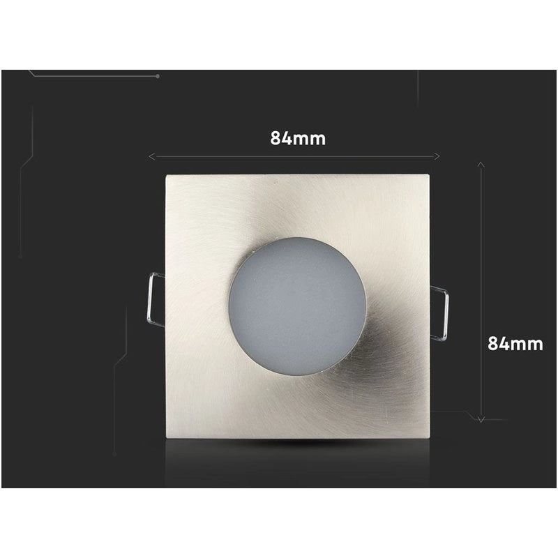 Porta Faretto Led GU10 MR16 Incasso Quadrato Colore Nichel Satinato Impermeabile IP54 SKU-3616