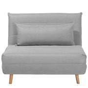 Divano letto piccolo in tessuto grigio chiaro 1 posto letto pieghevole senza braccioli scandinavo