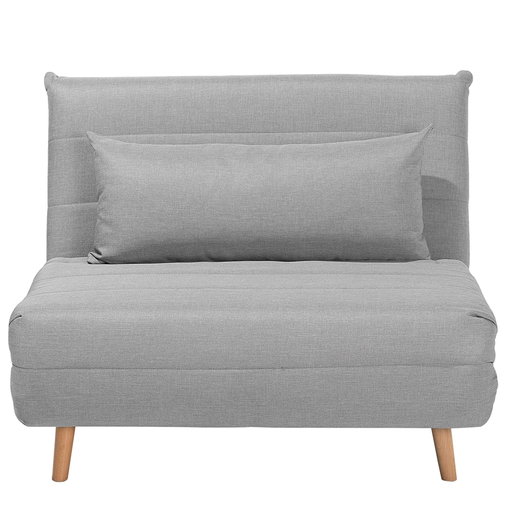 Divano letto piccolo in tessuto grigio chiaro 1 posto letto pieghevole senza braccioli scandinavo