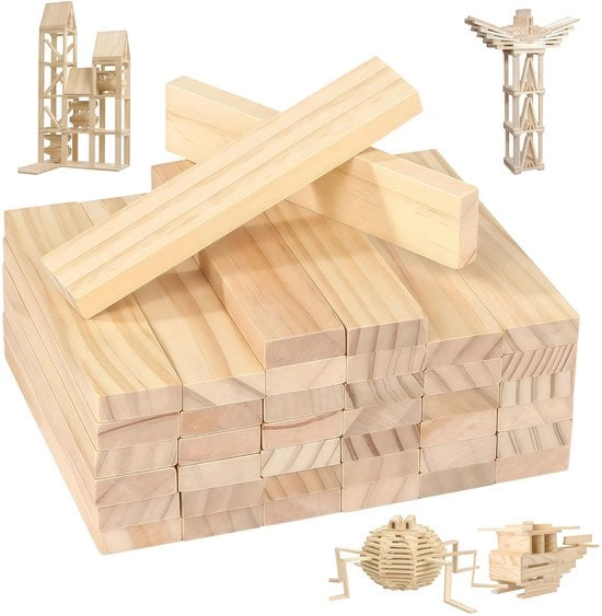 Blocco di lavoro 70 pezzi - Blocchi di legno 110 x 22 x 8 mm - Blocchi di legno naturali - Progetti di fai da te - Ispirazione creativa - Legno naturale premium