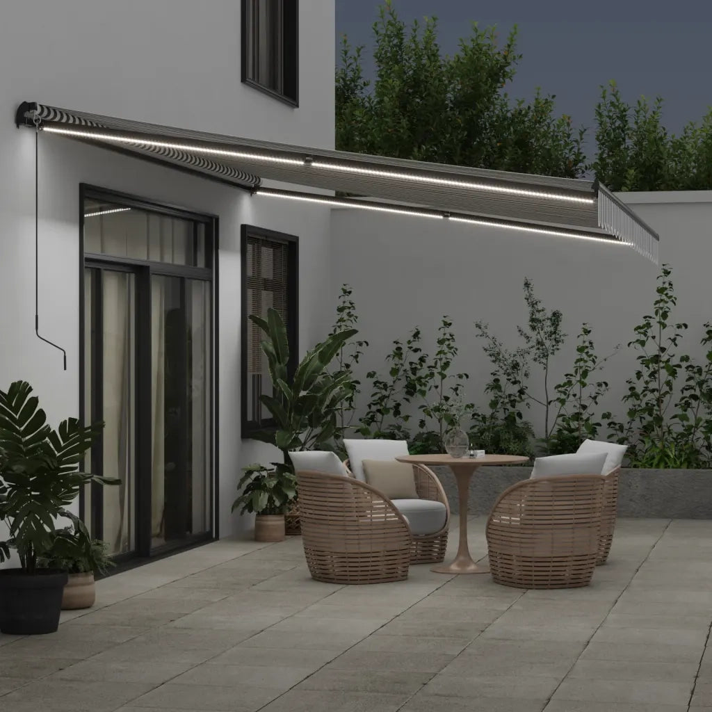 Tenda da Sole Retrattile Manuale Antracite e Bianco 500x350 cm 3215818