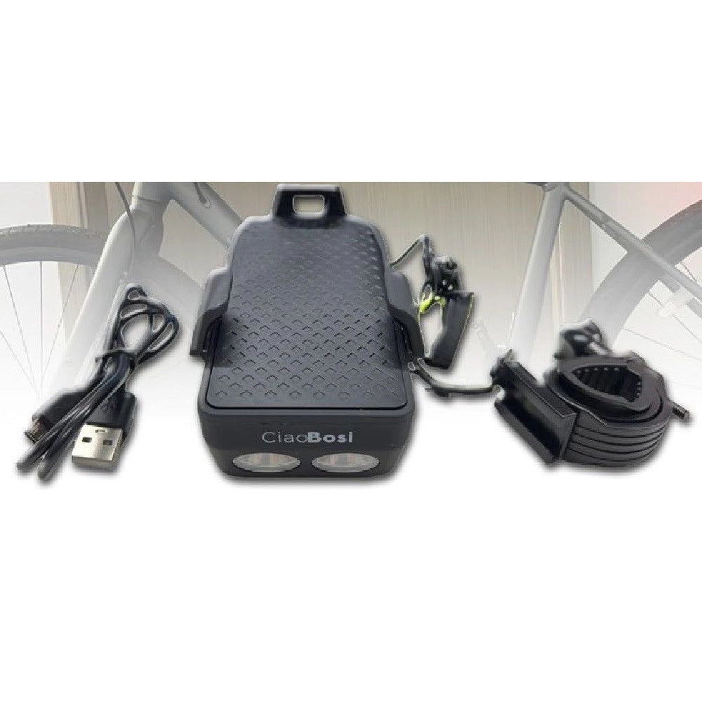Trade Shop - Luce Torcia Anteriore Per Bici Bicicletta Con Campanello Incorporato Ipx6 T-9293 -