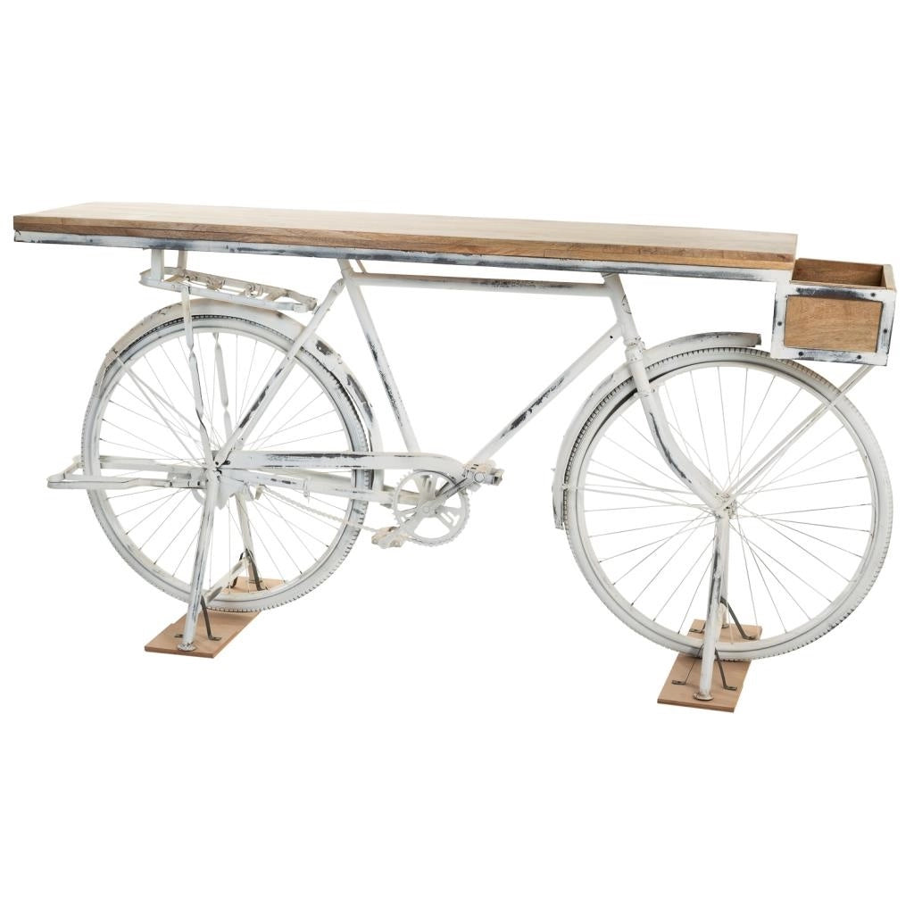 Mobile da ingresso in legno bianco e metallo 198x50x90h