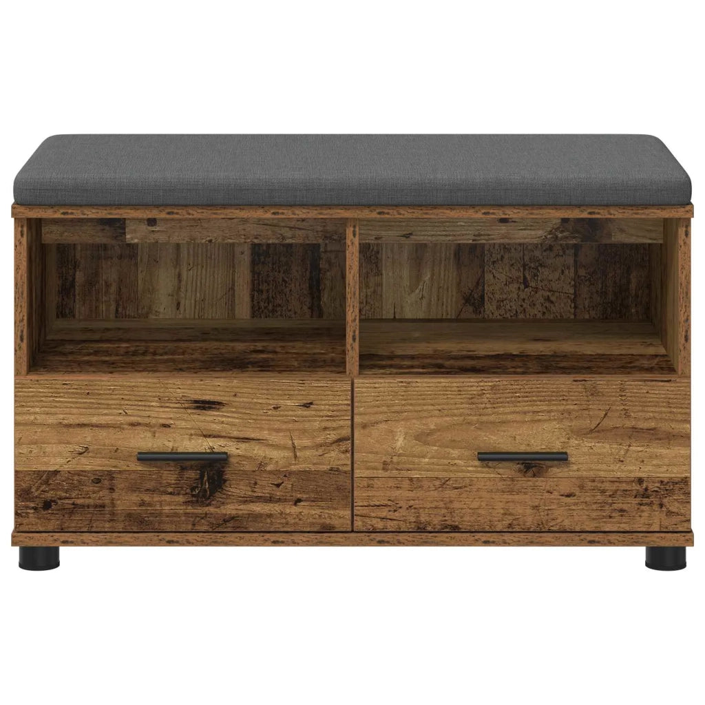 Panca per ingresso con cuscino Legno vecchio 80 x 38 x 46 cm 891462