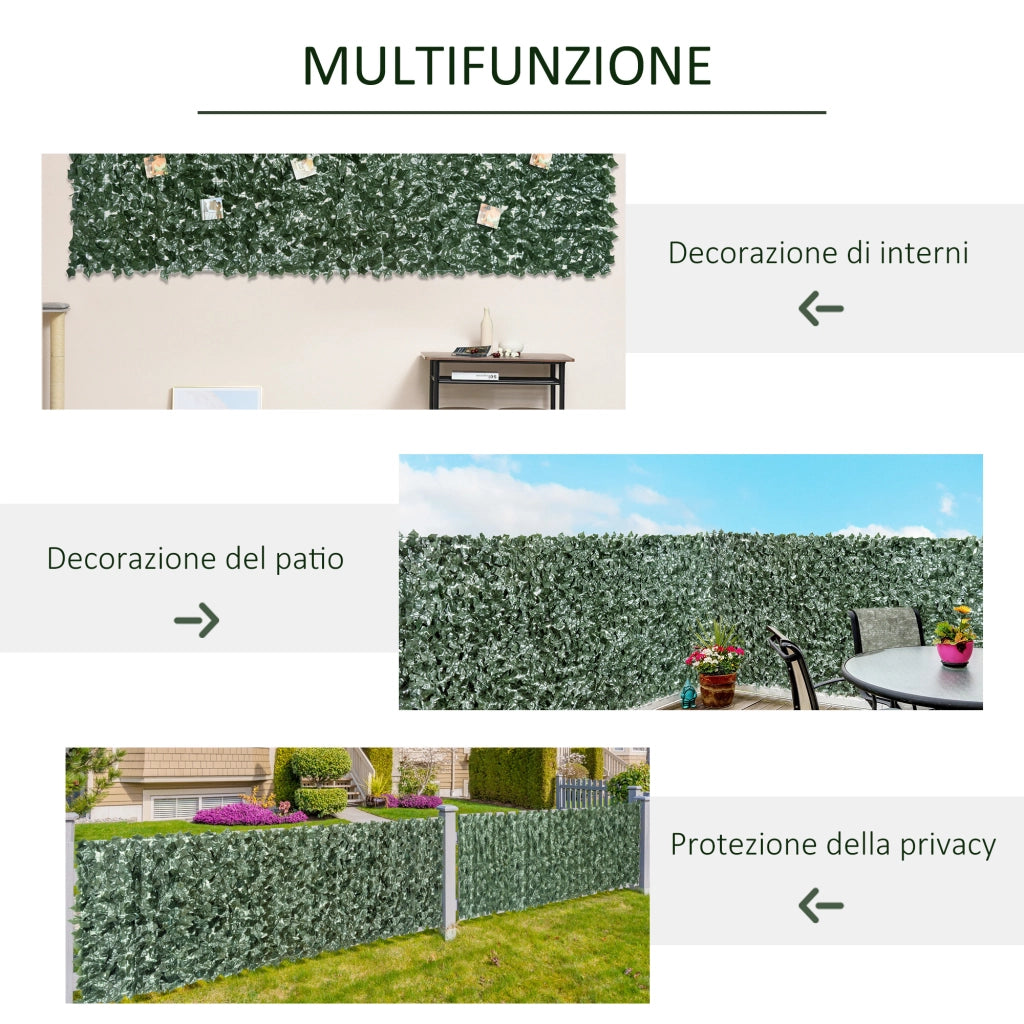 Siepe Artificiale in PE Anti-UV per Balcone e Giardino ¨C zephmum ¨C Verde Scuro 240x100cm