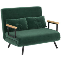 Divano Letto Singolo con Schienale Regolabile 102x73x81 cm in Tessuto Effetto Velluto Verde