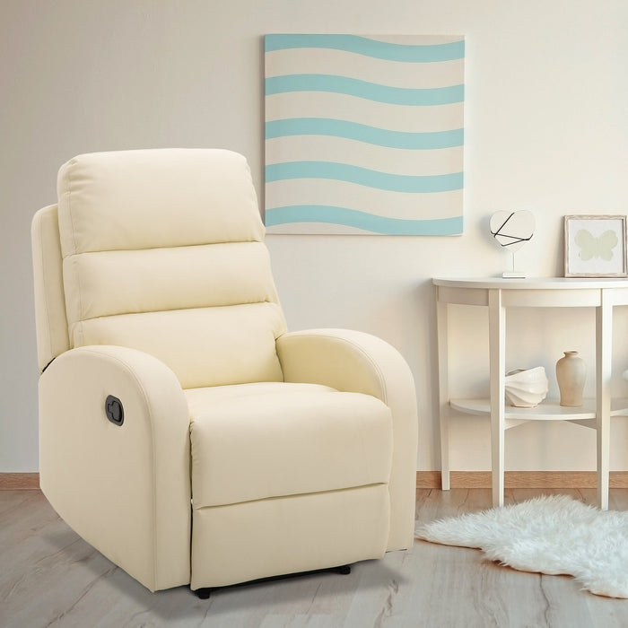 Poltrona Relax Reclinabile con Poggiapiedi in Similpelle Crema