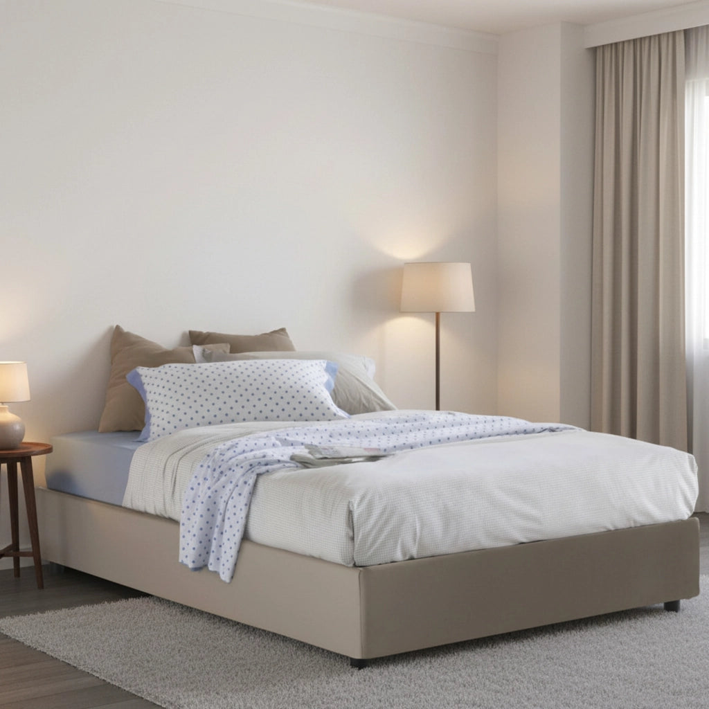 Americas, Letto Piazza e Mezza Contenitore Made in Italy, Grigio Tortora