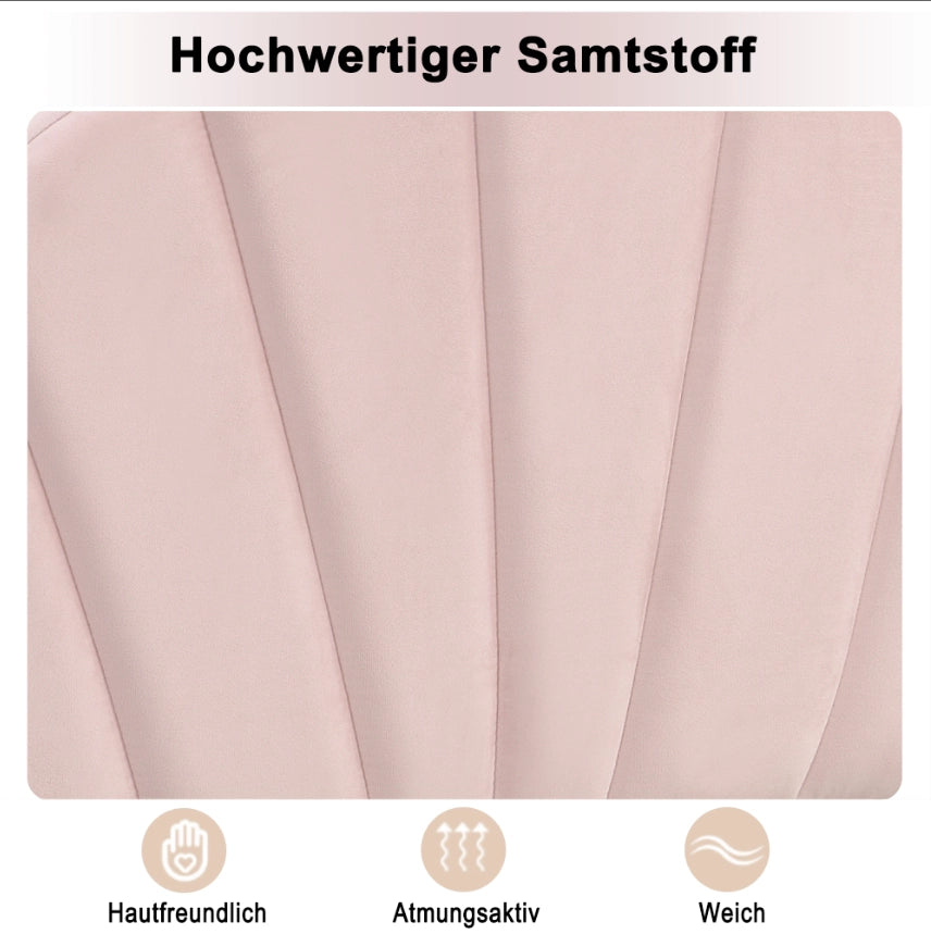 Letto singolo 90 × 200 cm con testiera regolabile e panca contenitore, senza materasso, in velluto rosa