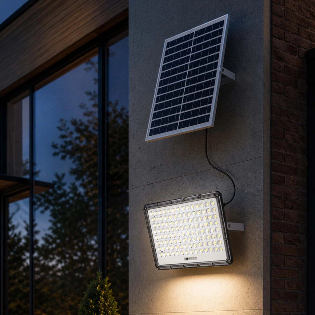 Proiettore Solare LED 17 W con Pannello Solare 20 W e Rilevamento Automatico Grigio Avizar