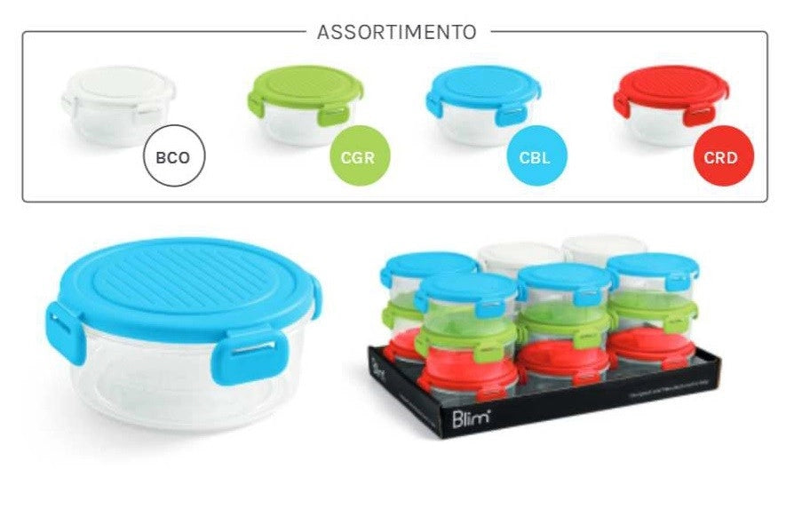 1 Pezzo Frigobox Contenitore Tondo My Home 40 cl 13,3 x 5,5 cm 4 Colori
