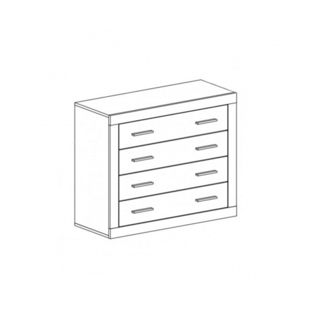 Cassettiera 4 cassetti rovere con frontali colore bianco Sara 98x40x82h