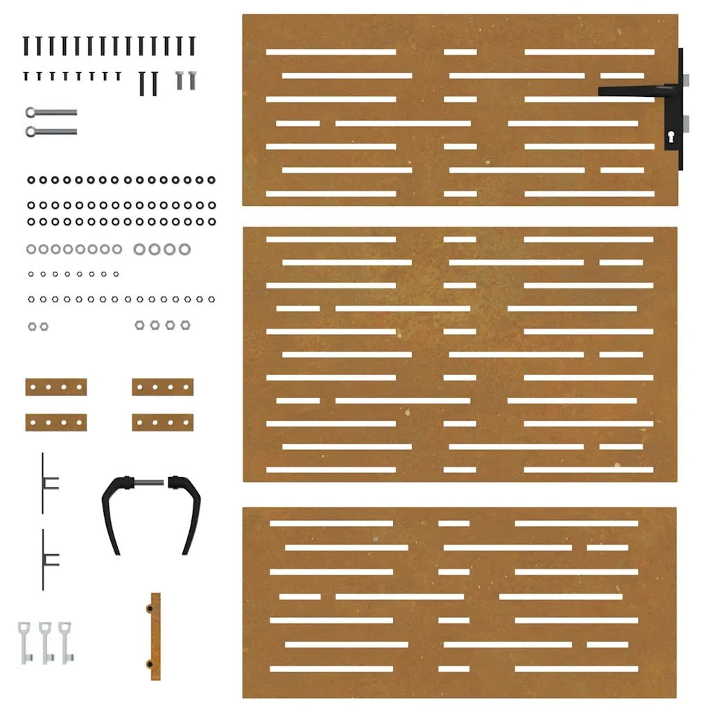 Cancello da giardino 85x150 cm in acciaio Corten design quadrato 153247