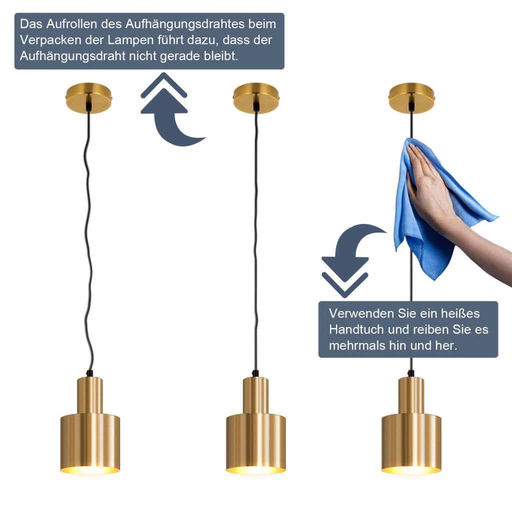 Lampada a sospensione ZMH per sala da pranzo 1 fiamma moderna in metallo E27 color oro per cucina