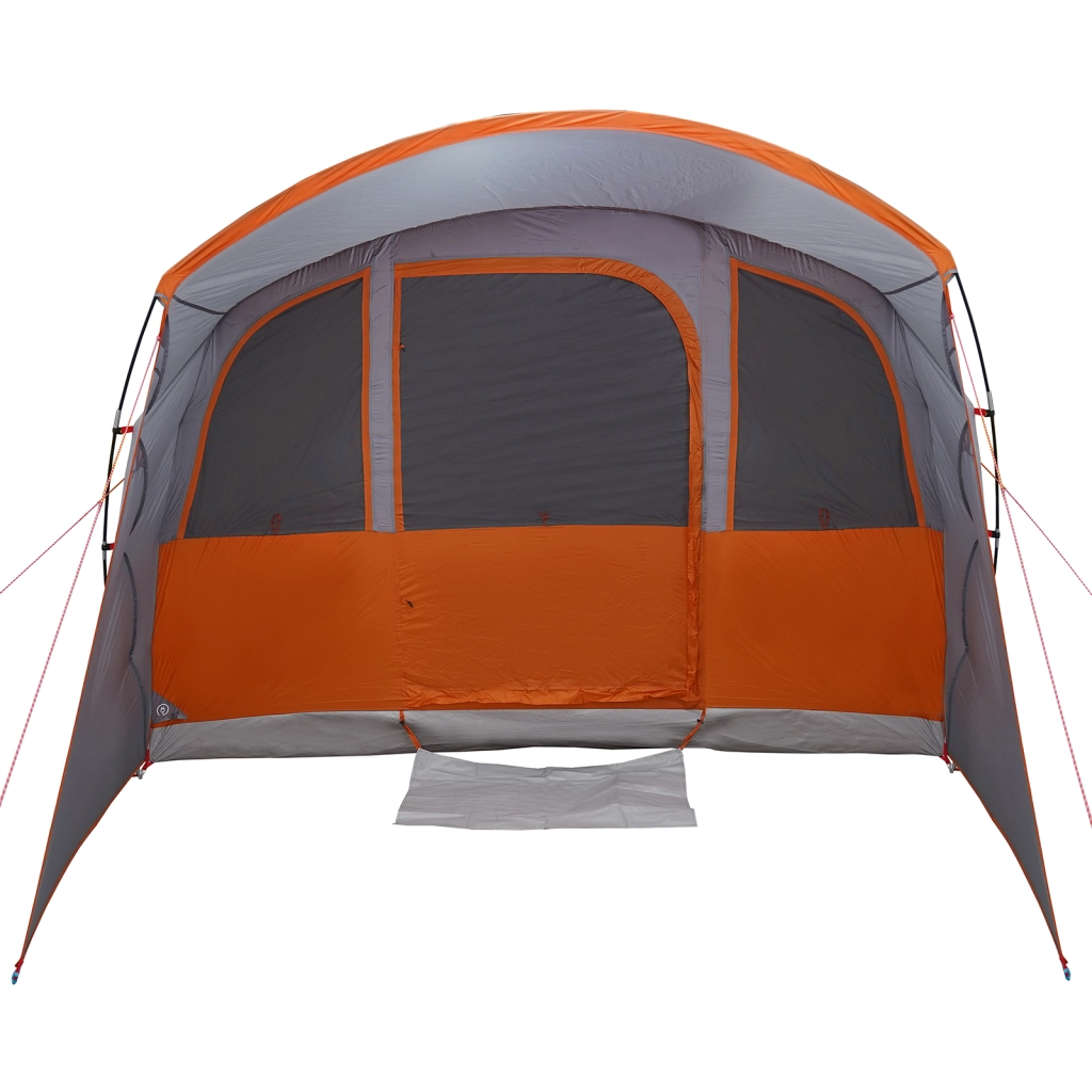 Tenda Familiare  con Finestre Tunnel Grigia e Arancione per 8 Persone Impermeabile