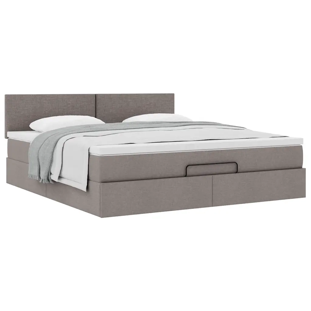 Struttura Letto Pouf con Materasso Tortora 180x200cm in Tessuto 3311398
