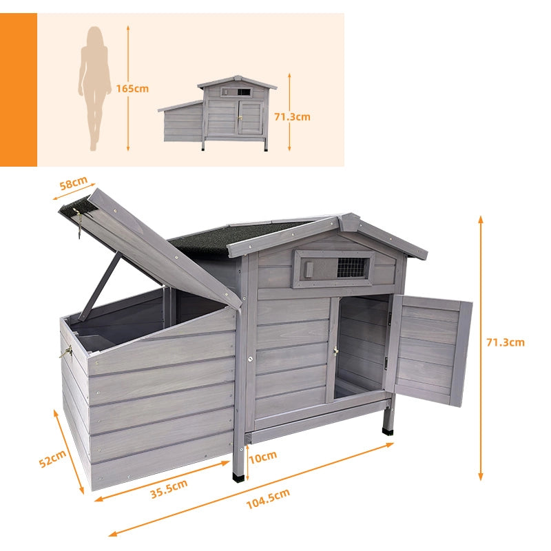 GABBIA PER GALLINE Rialzata 72x60x25,5 cm Legno Grigio Chiaro