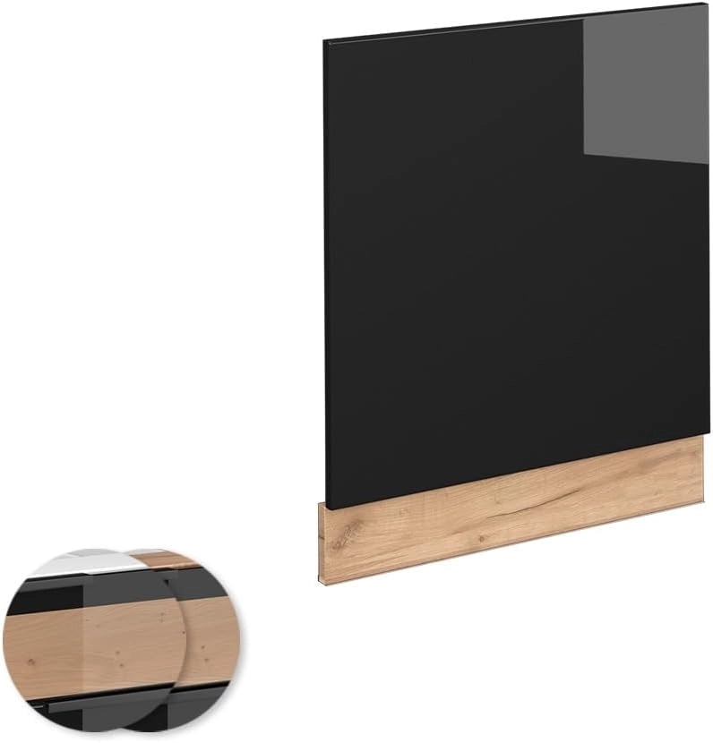Pannello frontale Fame-Line, Rovere nero lucido, 60 cm, PL Rovere, per la combinazione con altri moduli della serie Fame-Line