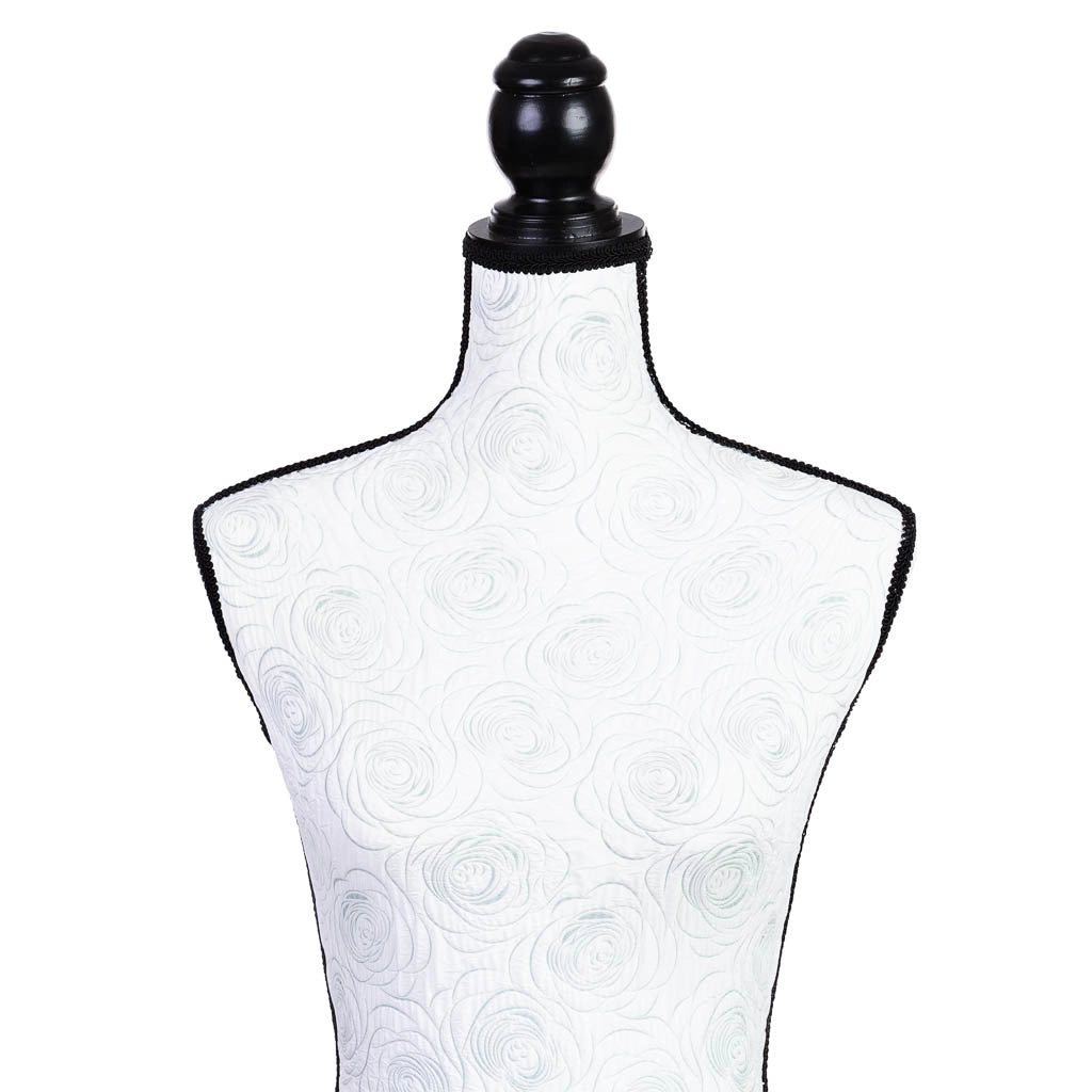 Manichino in legno, gommapiuma e in tessuto bianco 24x37,5x168h cm