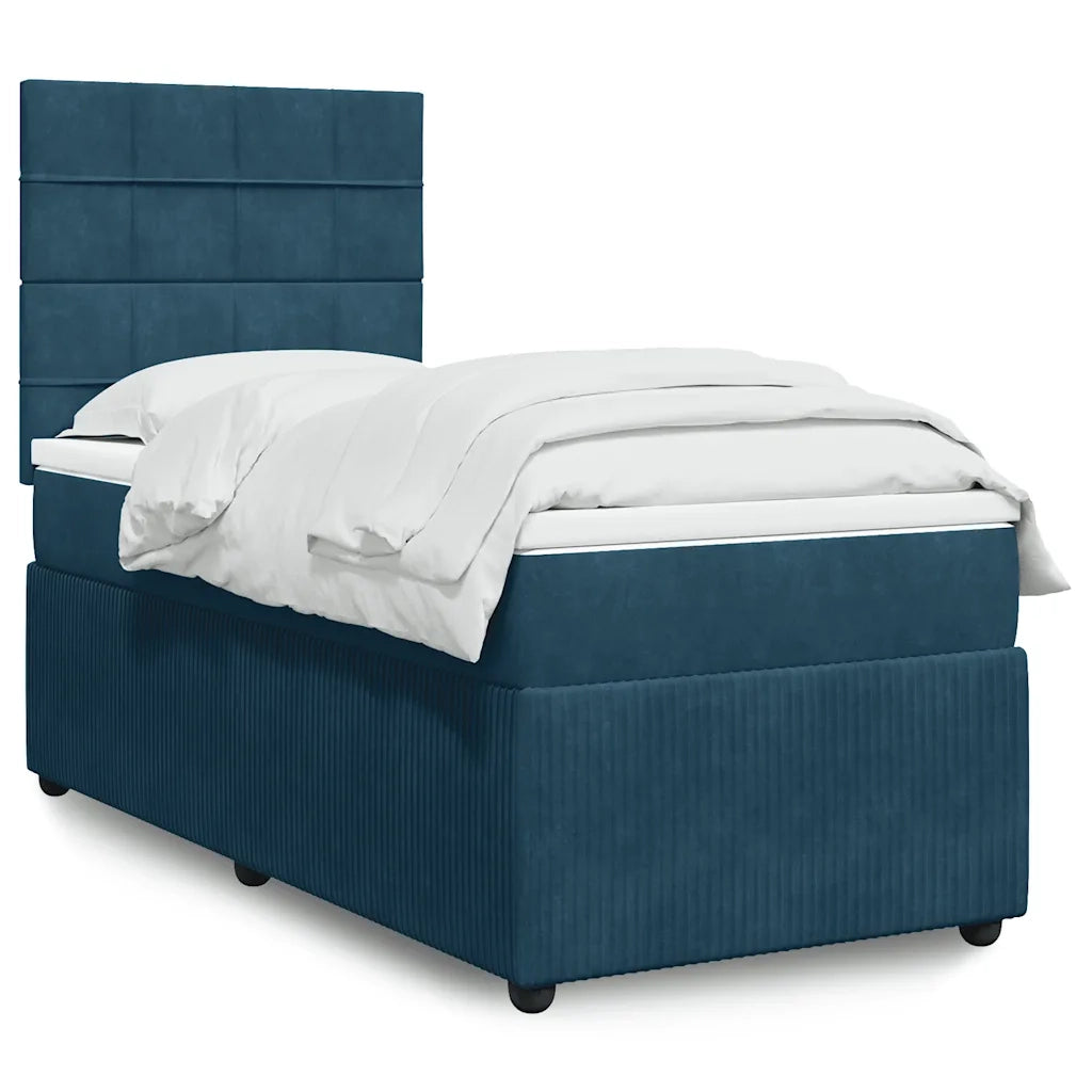 Giroletto a Molle con Materasso Blu Scuro 80x200 cm in Velluto