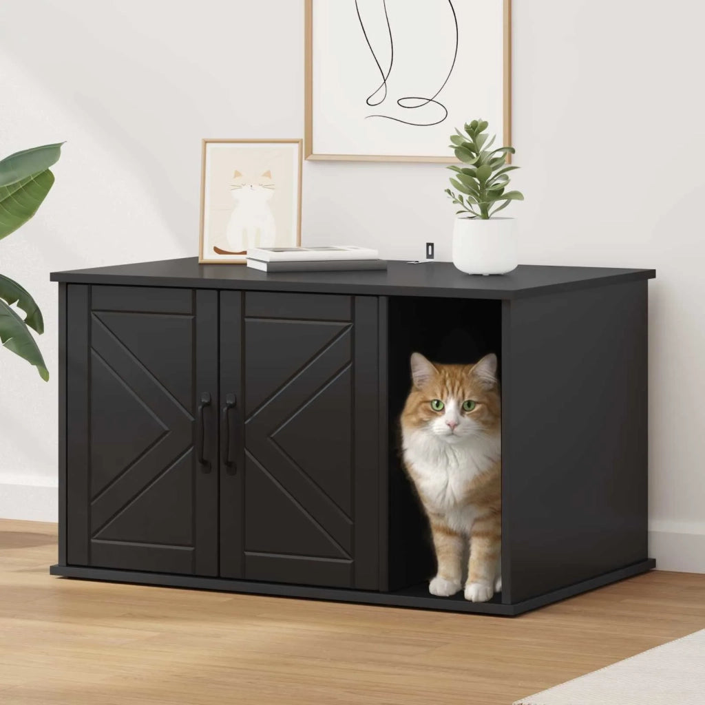Casa per Gatti Nero 85 x 55 x 50 cm Legno multistrato 8000735