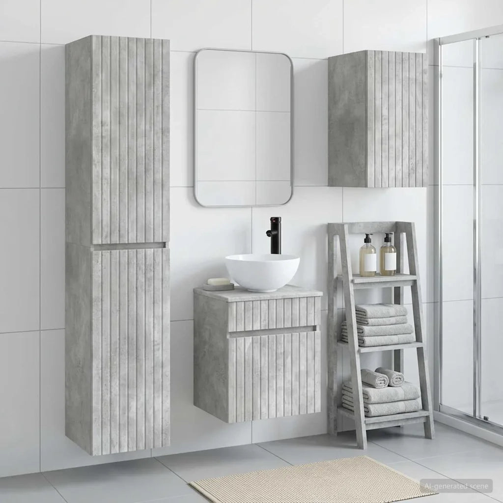 Set di mobili per il bagno 3 pz Grigio Cemento 3406086