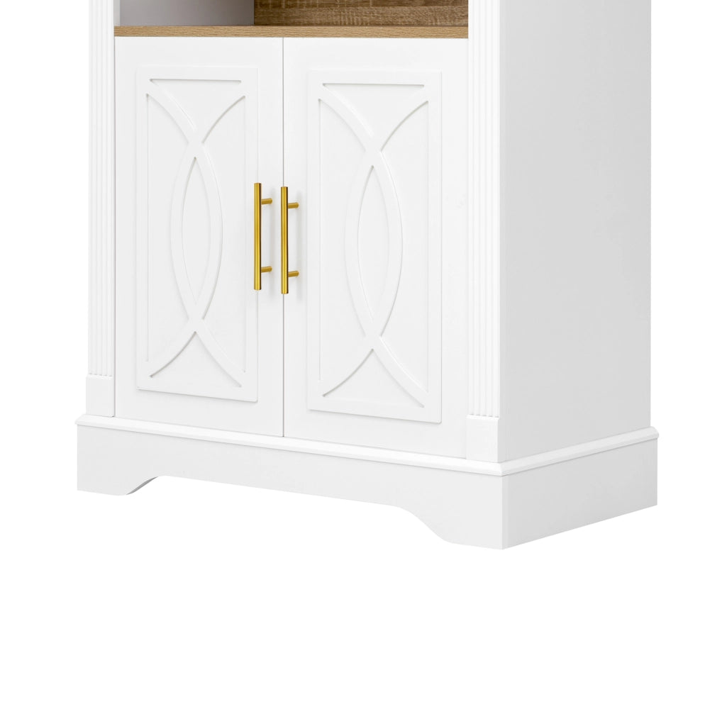 CREDENZA ALTA con LED 76,2x40,1x180 cm in MDF e PB Bianca