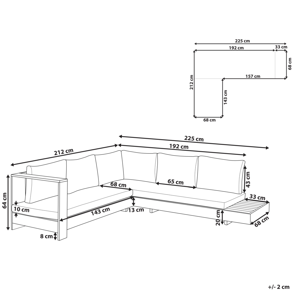 Set Lounge da Giardino ad Angolo Sinistro da 5 Posti con Tavolino Laterale e Cuscini Verdi in Legno di Acacia Certificato Chiaro
