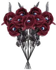 Fiori artificiali di rosa 10 pezzi - decorazione di Halloween - fiori finti - bouquet di fiori - rose di seta - occhielli divertenti
