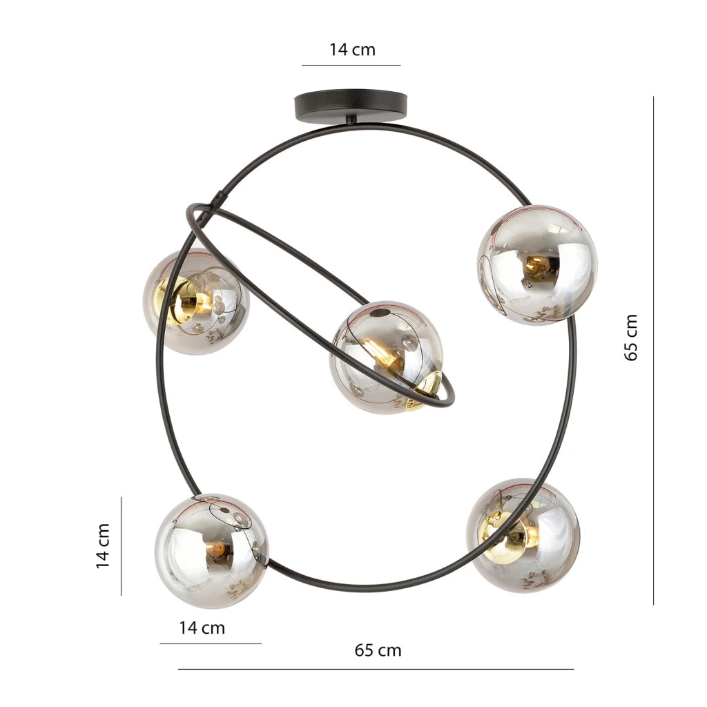 Lampadario Minimal Inanna Acciaio Nero Oro Grigio5 Luci E14 Ip20