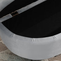 Panca Contenitore Fondoletto a Semicerchio 120x46x42 cm in Velluto e Legno Grigio Chiaro