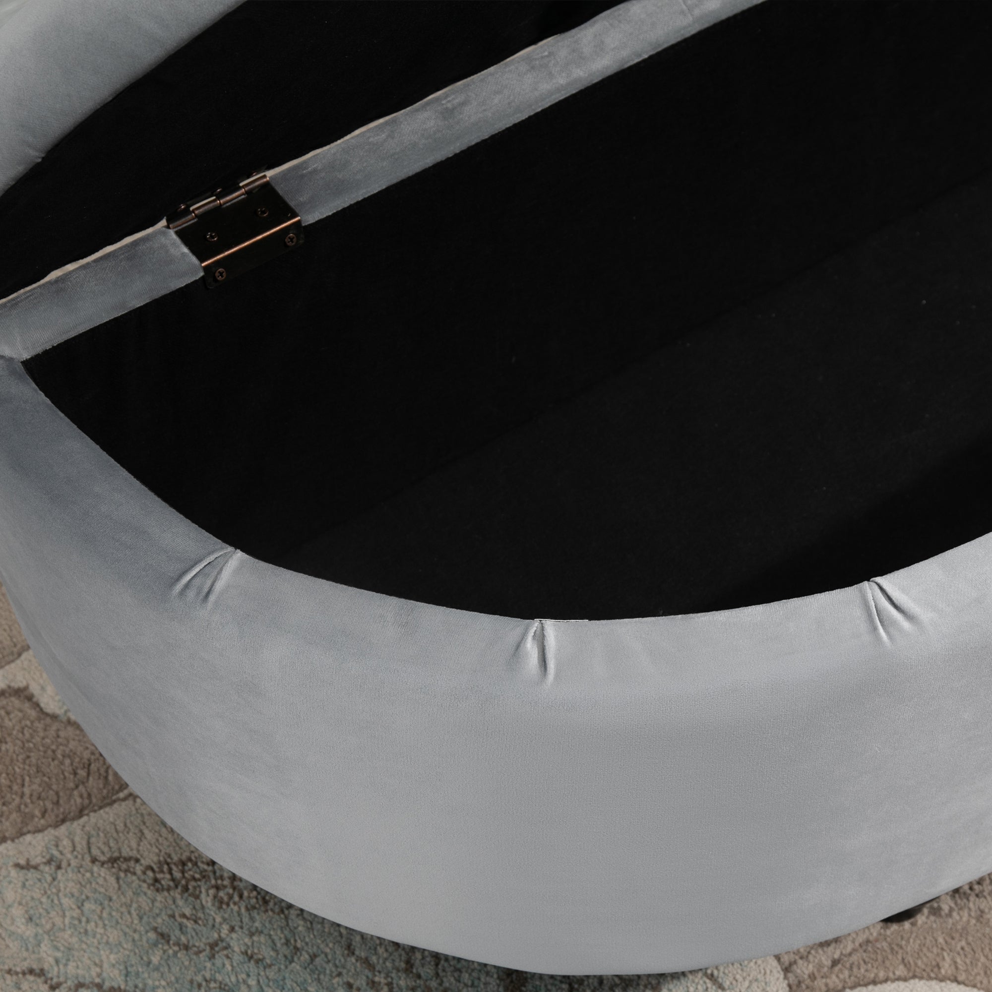 Panca Contenitore Fondoletto a Semicerchio 120x46x42 cm in Velluto e Legno Grigio Chiaro