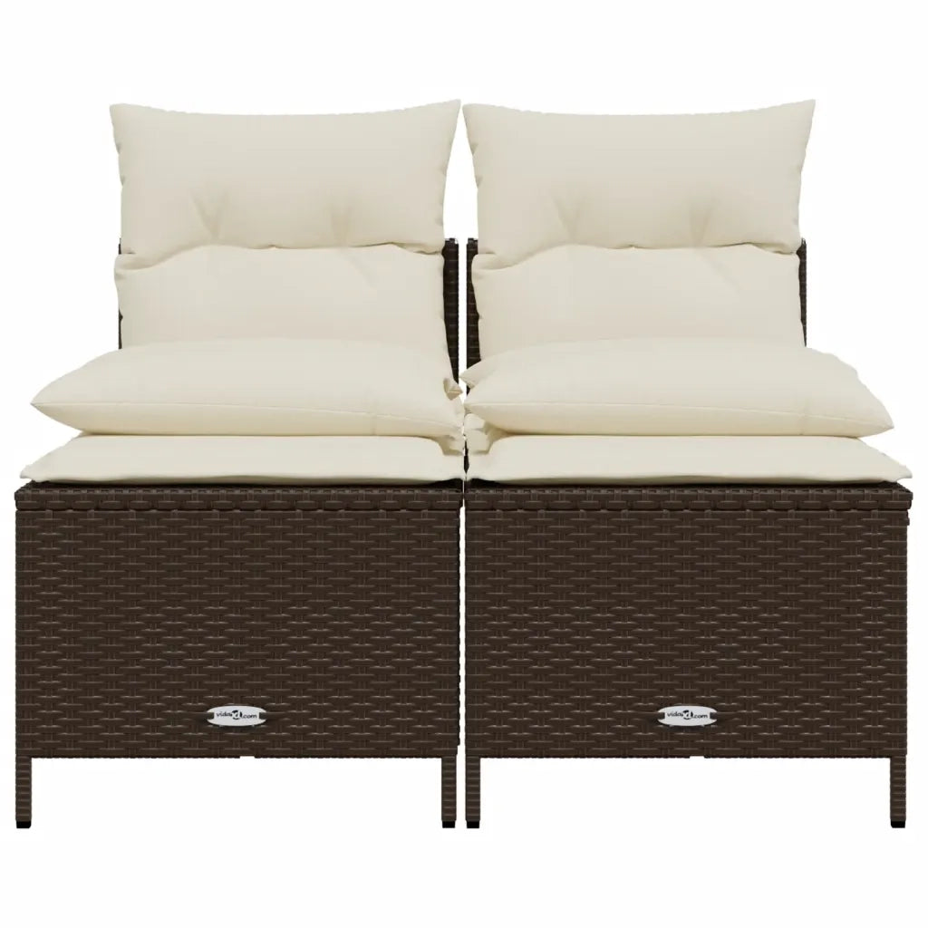 Set Divano da Giardino 4 pz | Set Salotto da Giardino con Cuscini Marrone in Polyrattan